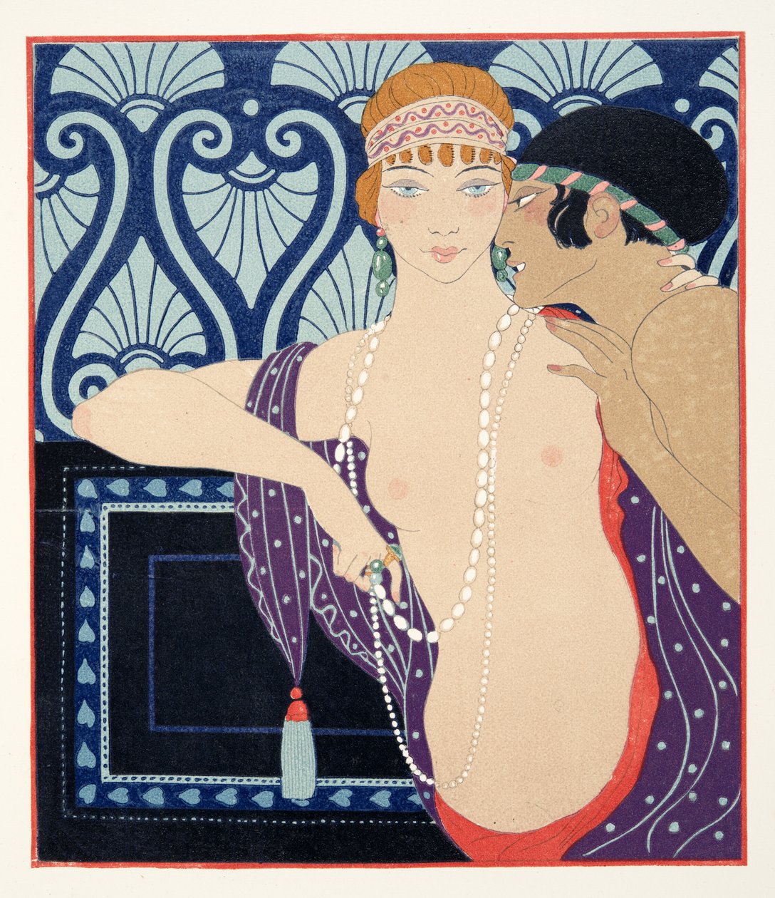Les Trois Beautes de Mnasidika, illustrazione da Les Chansons de Bilitis, di Pierre Louys, pub. 1922 (stampa pochoir) da Georges Barbier