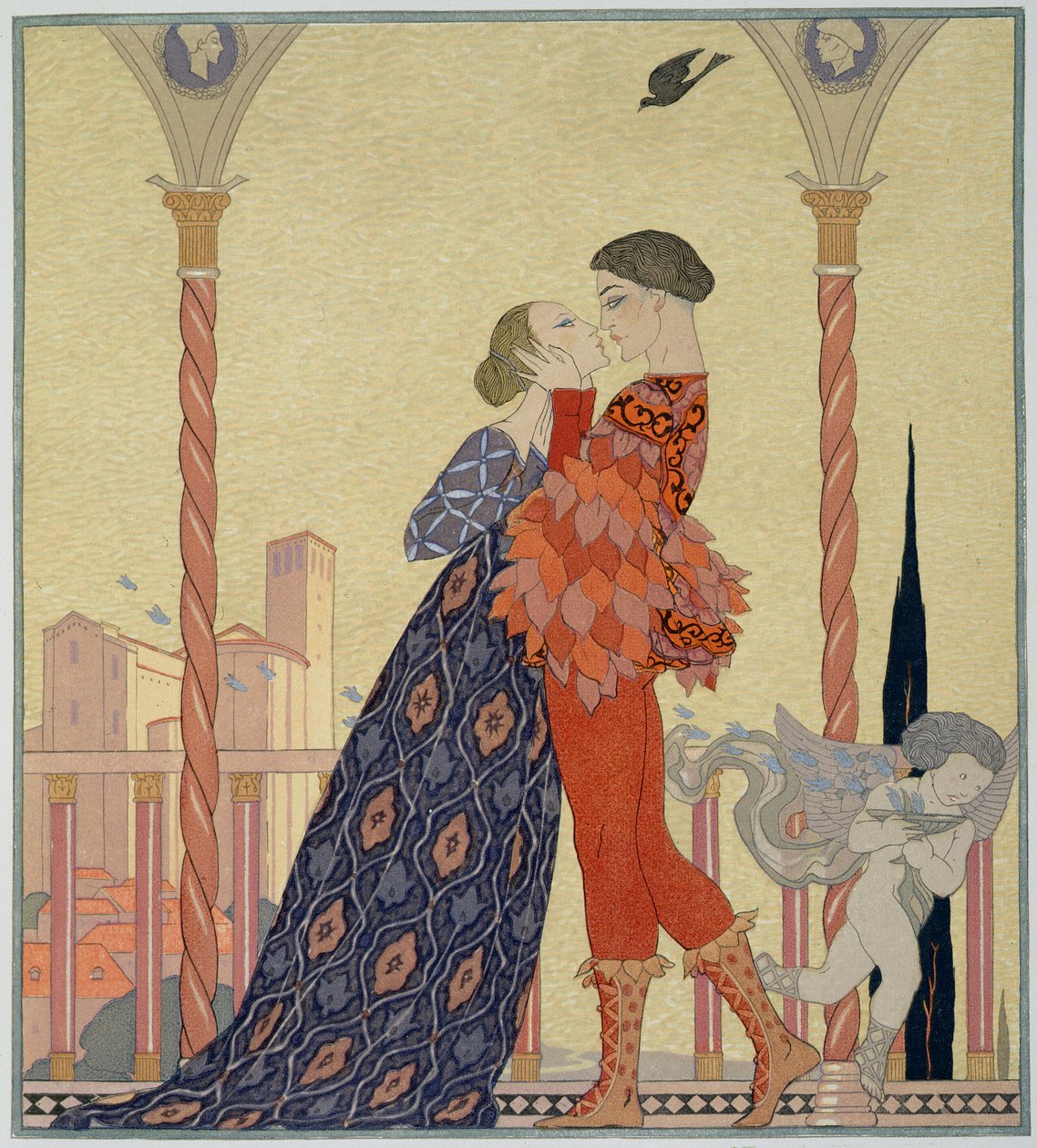 Amanti su un balcone da Georges Barbier