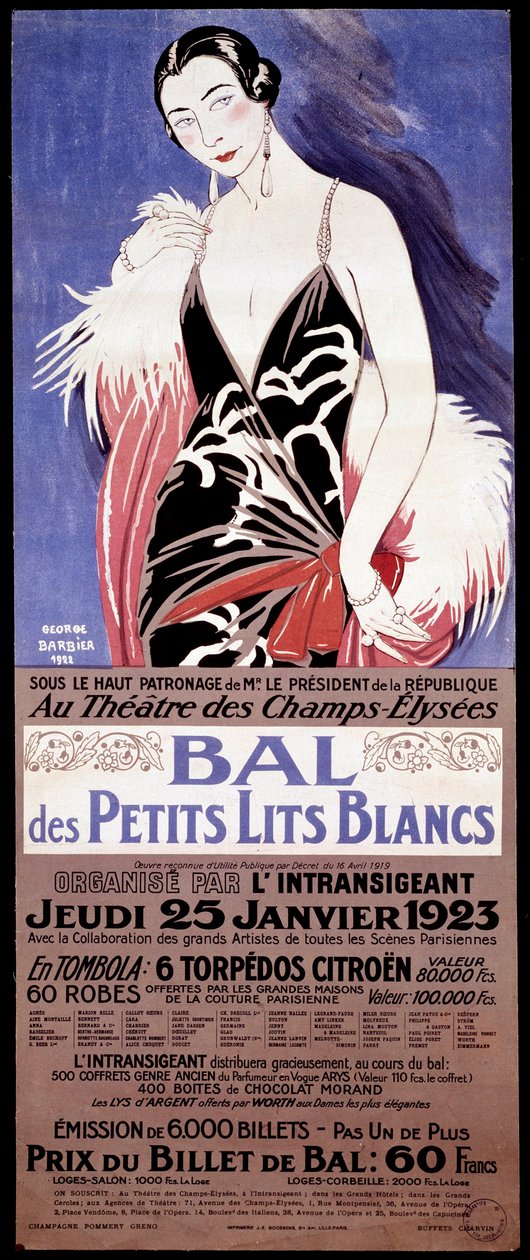 Poster "Au Theatre des Champs-Elysees - Le bal des petits lits blanc" da Georges Barbier