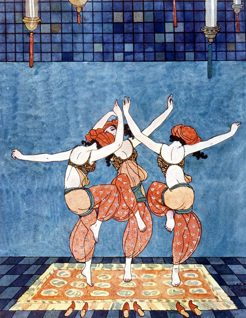 Principessa Scheherazade (Sheherazade) (racconti delle mille e una notte). Illustrazione di George Barbier (1882-1932). circa 1910. da Georges Barbier