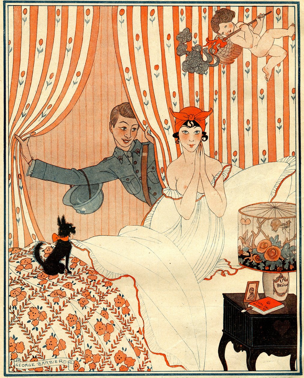 Il ritorno non pianificato... O la sveglia - illustrazione da la Vie Parisienne da Georges Barbier