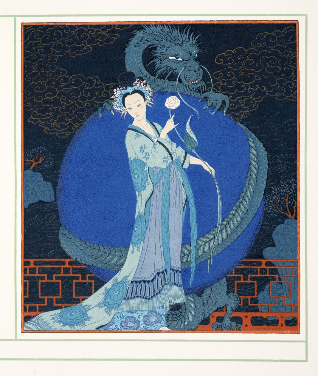 Turandot principessa di Cina, da Personaggi della Commedia, pub. 1922 da Georges Barbier