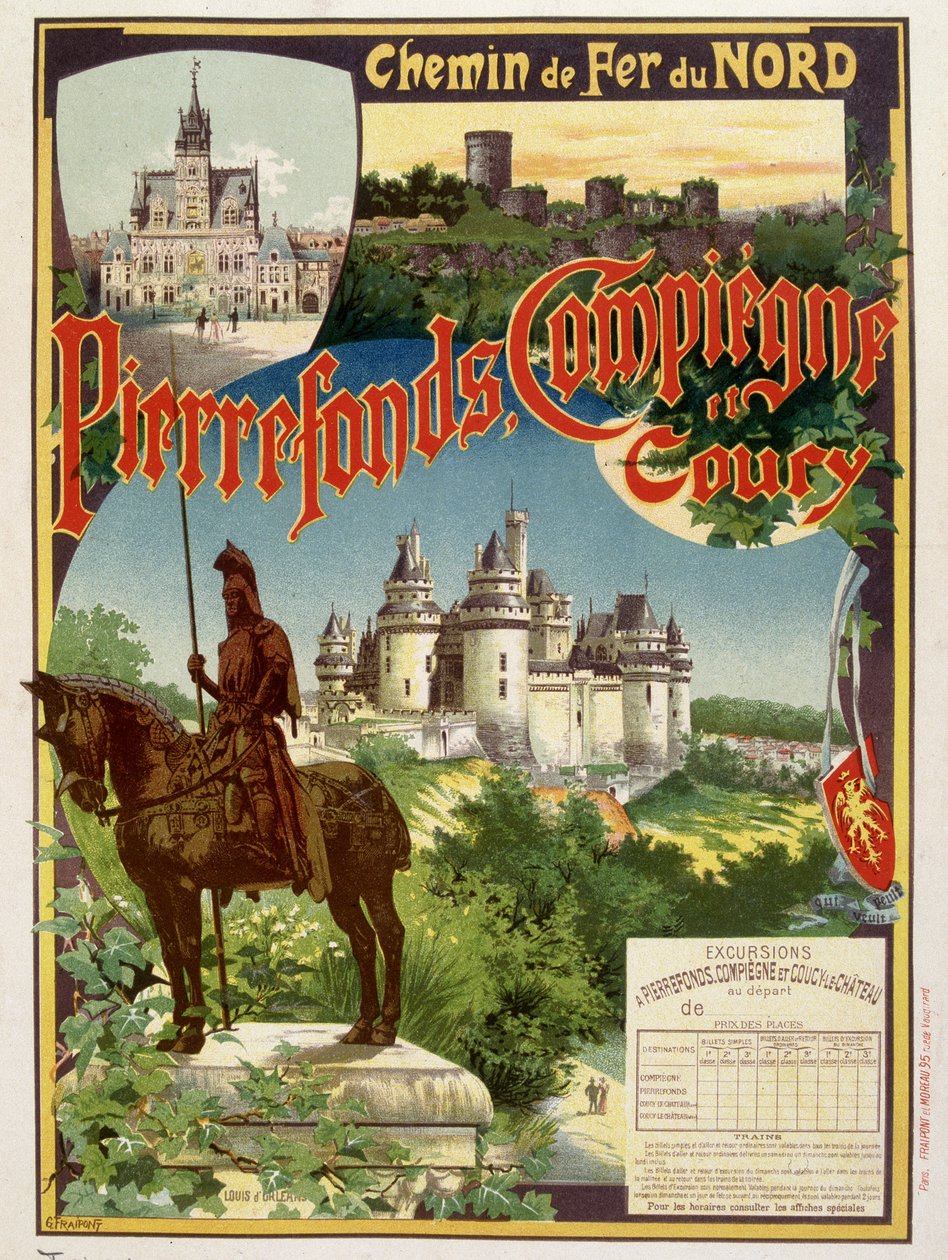 Pierrefonds, Compiègne e Coury - Manifesto pubblicitario delle Ferrovie del Nord, di G. Fraipont da Georges Fraipont