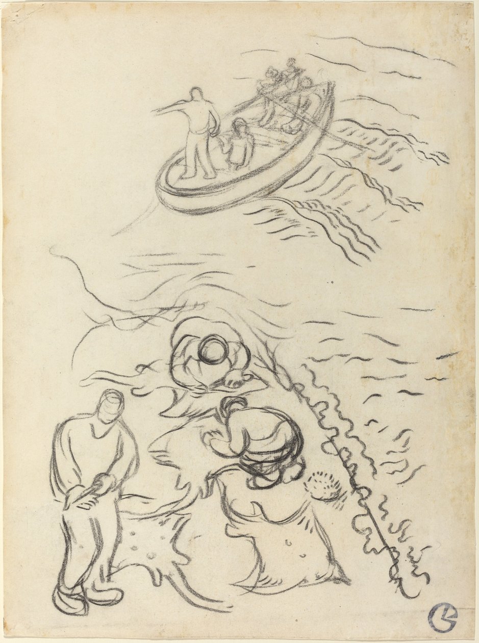 Studio per "I pescatori" con uomini che svuotano le reti (Etude pour "Les Pêcheurs" et hommes vidant des raies) da Georges Lacombe