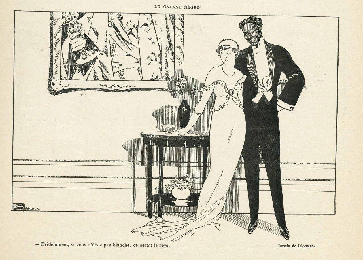 Illustrazione di Georges Leonnec (1881-1940) in Le Lire, 20/07/12 - Le galant negro - Amour, Xenophobia - Black da Georges Leonnec
