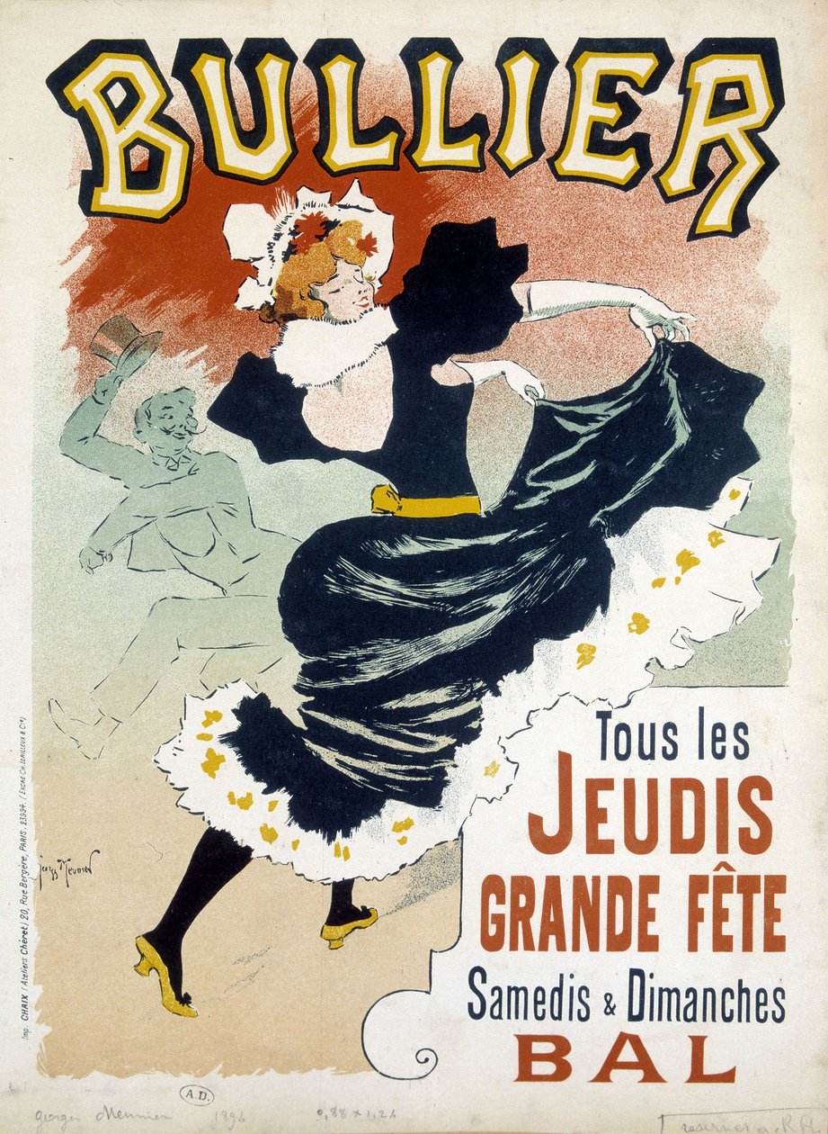 Poster "Bullier" per il ballo - pubblicità della fine del XIX secolo da Georges Meunier