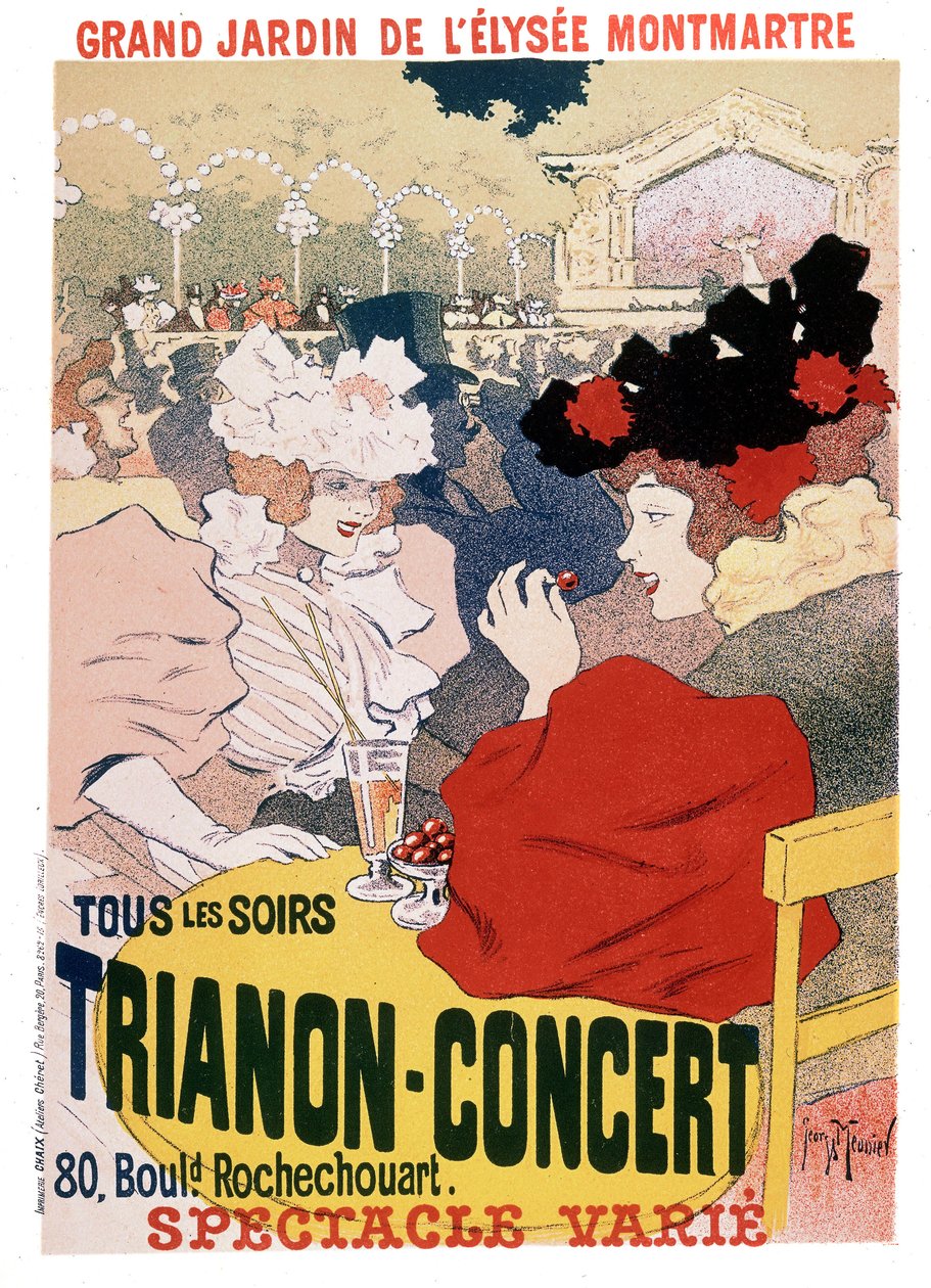 Poster per gli spettacoli al concerto Trianon nel giardino del cabaret parigino Elysee Montmartre, c.1900 da Georges Meunier
