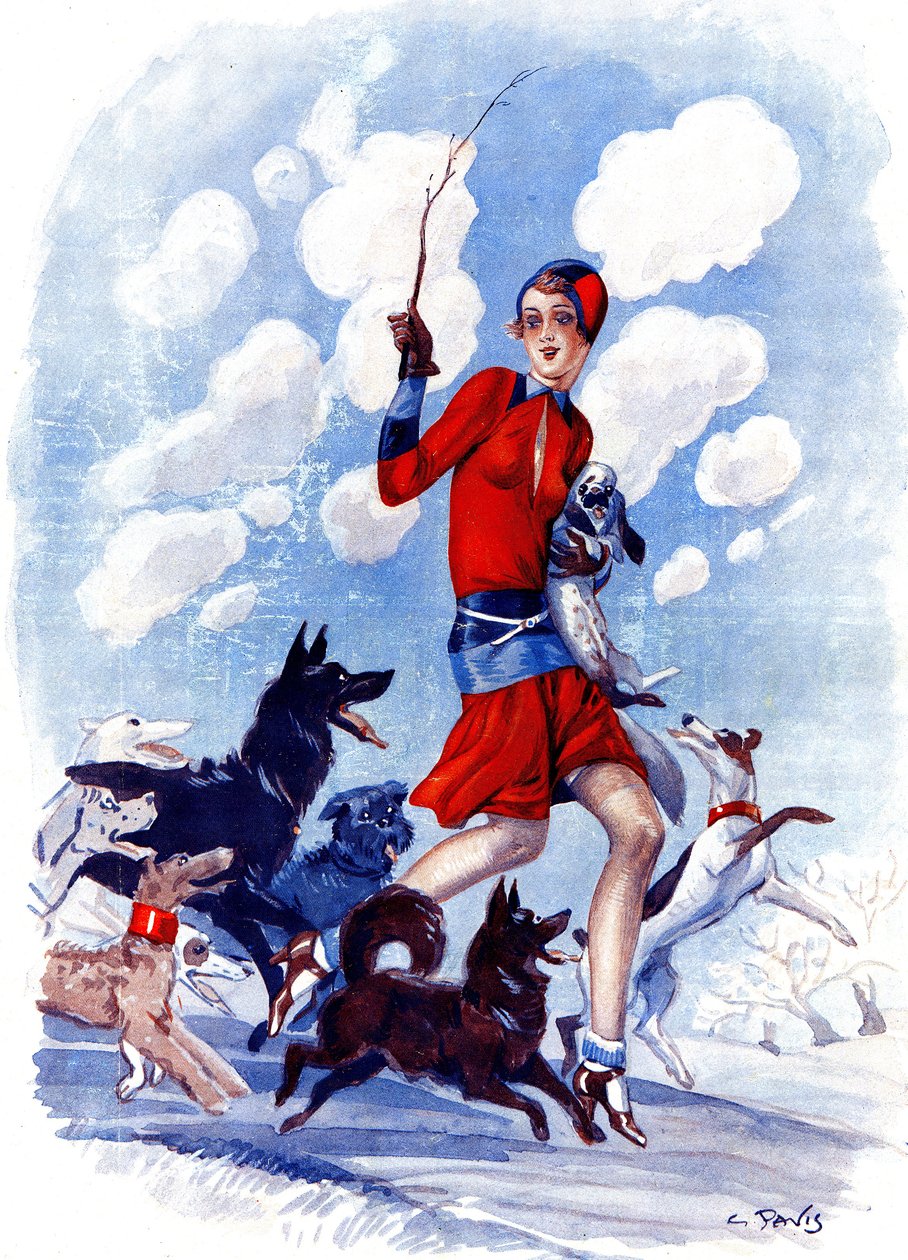 Mascalzone di primavera, la ragazza della mamma in pericolo - illustrazione da la Vie Parisienne da Georges Pavis