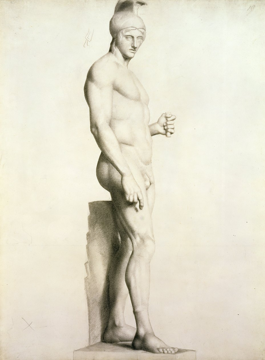Profilo di una scultura di un guerriero con elmo da Georges Pierre Seurat