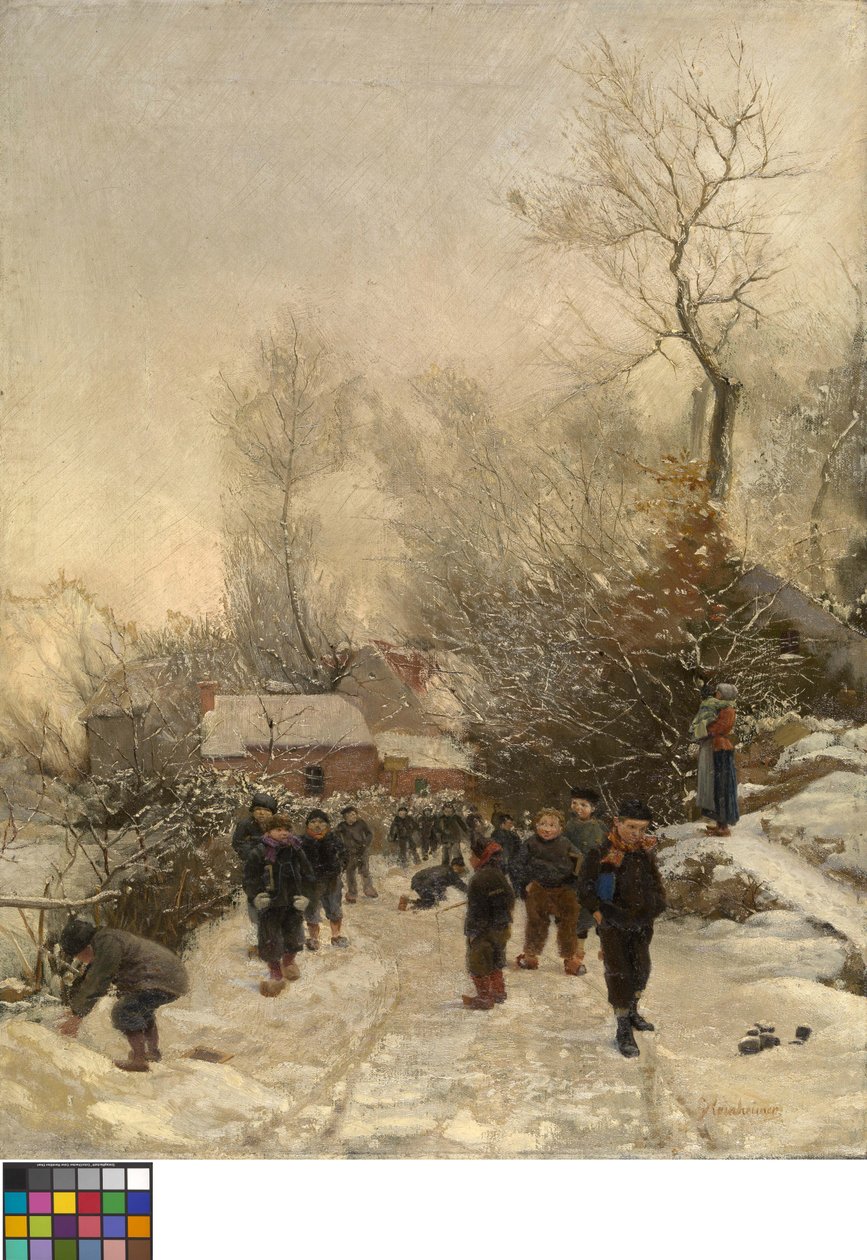 Villaggio con bambini nella neve da Georges Reinheimer