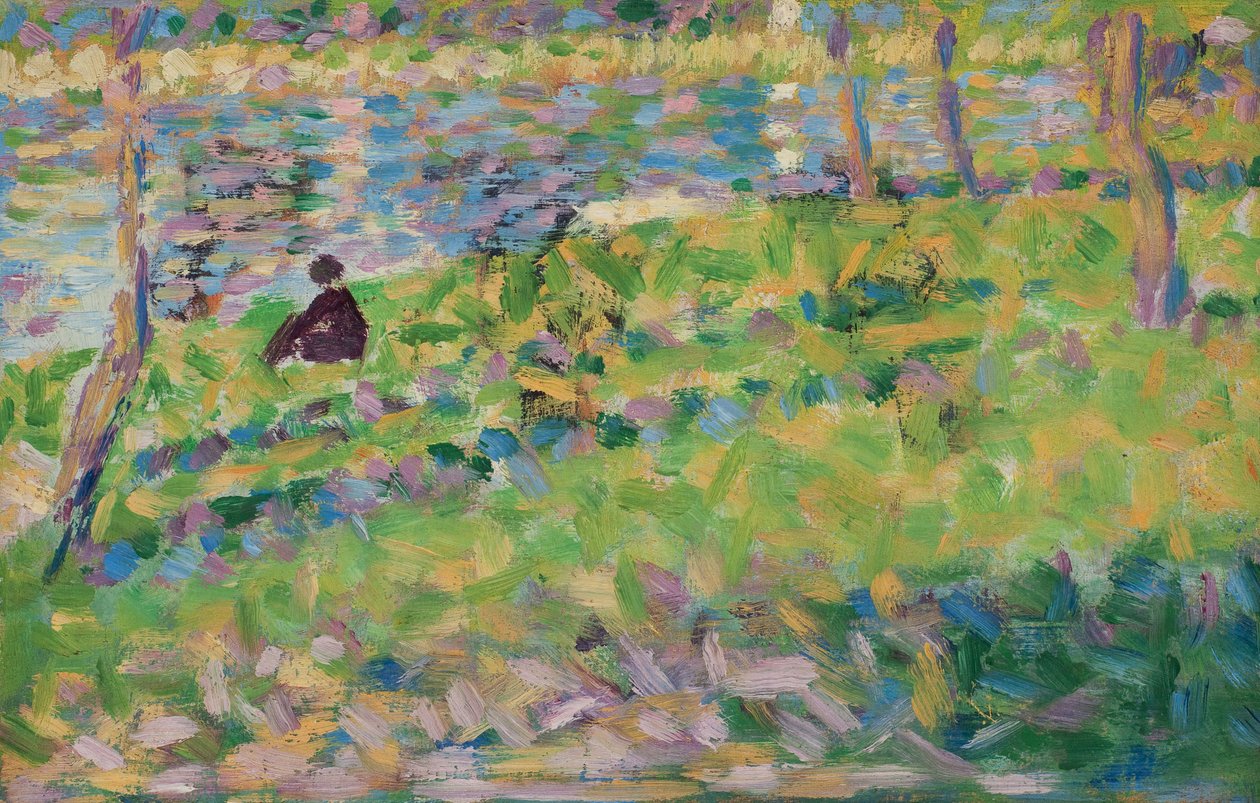 Francese: Paysage, homme assis da Georges Seurat