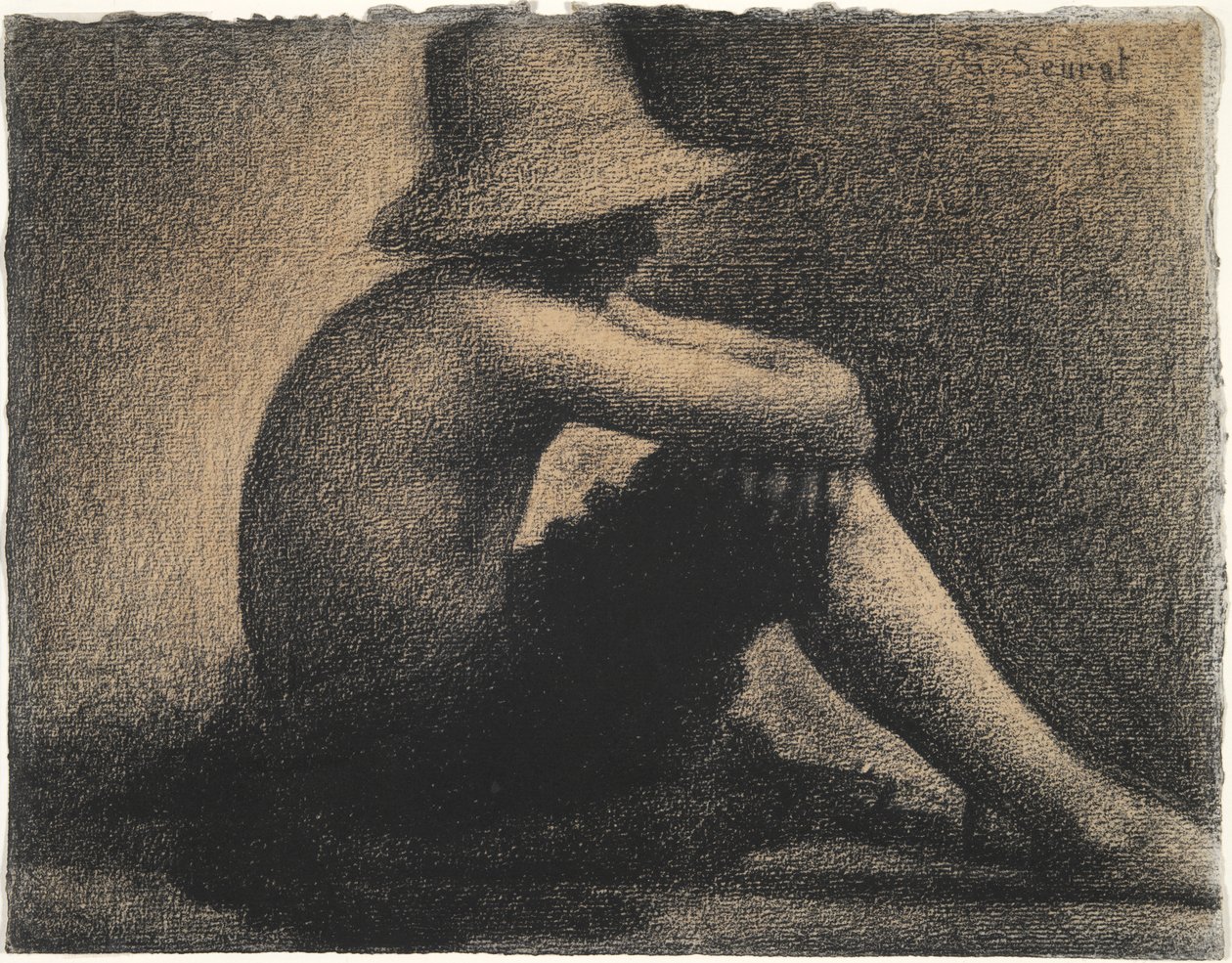 Ragazzo seduto con cappello di paglia, studio per Bagnanti ad Asnières da Georges Seurat
