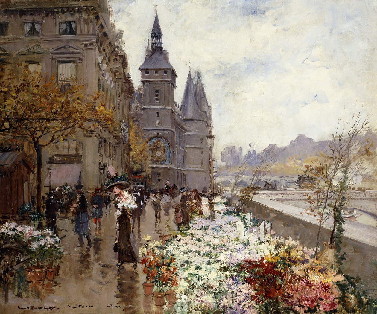 Mercato dei fiori lungo la Senna da Georges Stein