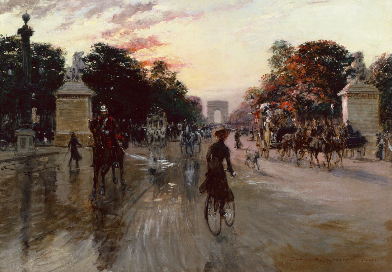 Gli Champs Elysees, Parigi (olio su tela) da Georges Stein
