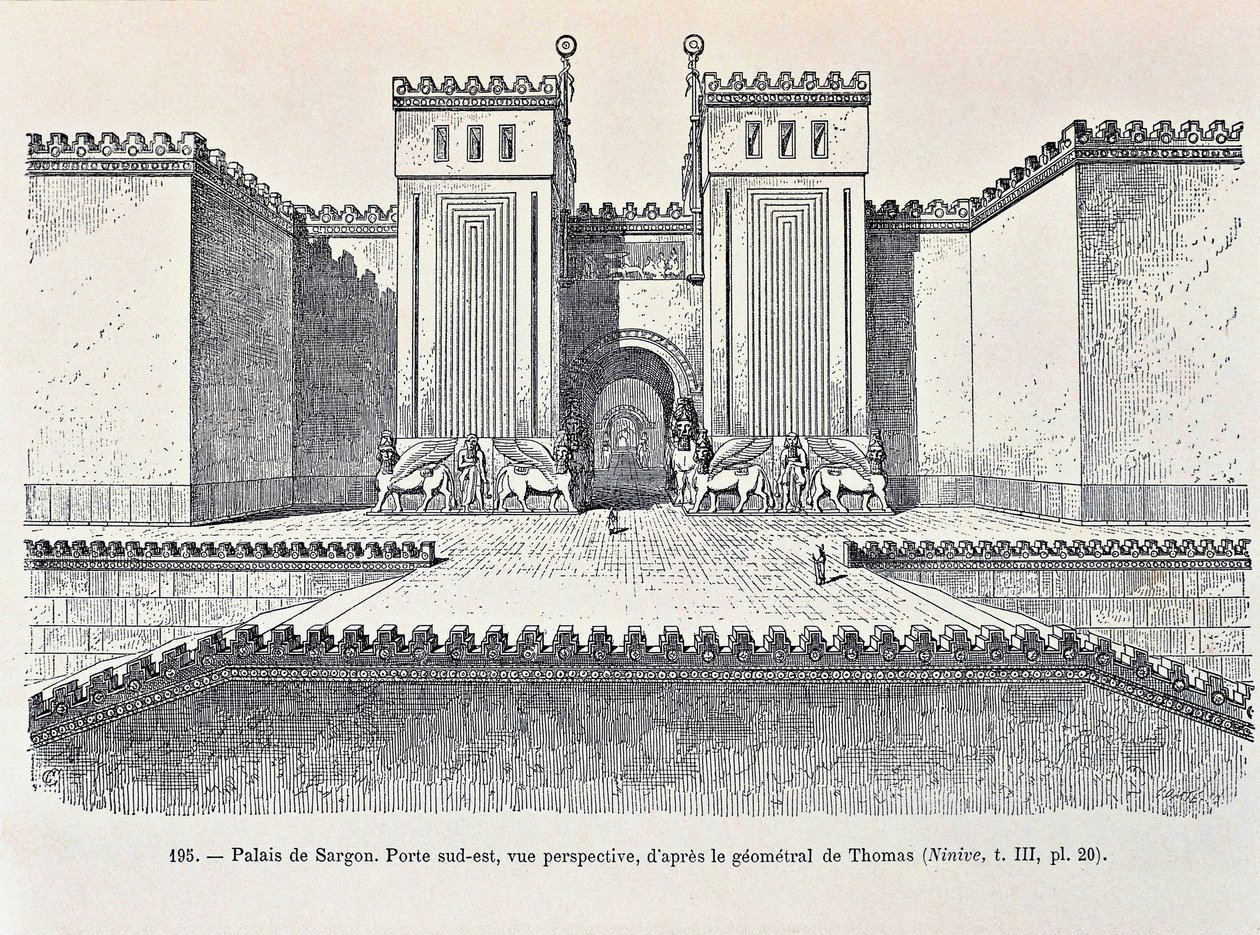 Ricostruzione della porta sud-est del Palazzo di Sargon a Dur-Sharrukin (