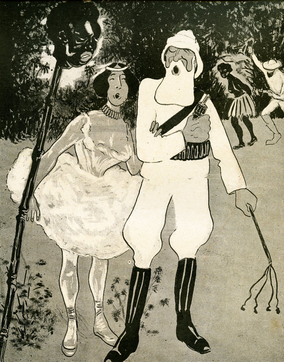 Leopoldo II e Cleo de Merode cantano un duetto di operetta, 1904 da Georges d 1878 1937 Ostoya