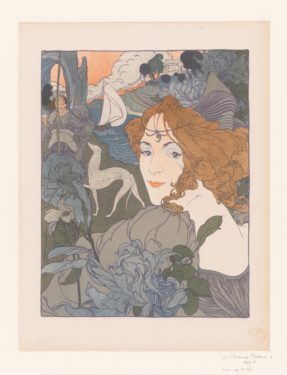 Dama con gentiluomo e levriero presso un fiume Le retour da Georges de Feure