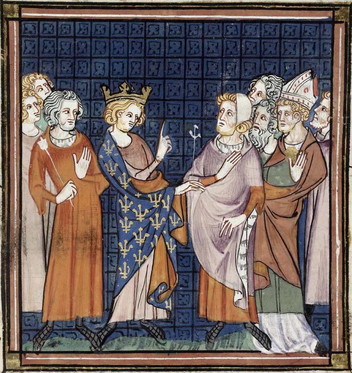 Consiglio di Reims, Grandes chroniques de France, Royal 16 G VI f.258, 1332-1350 ca. (22093699984) da Georgia Levan Ramishvili from Tbilisi