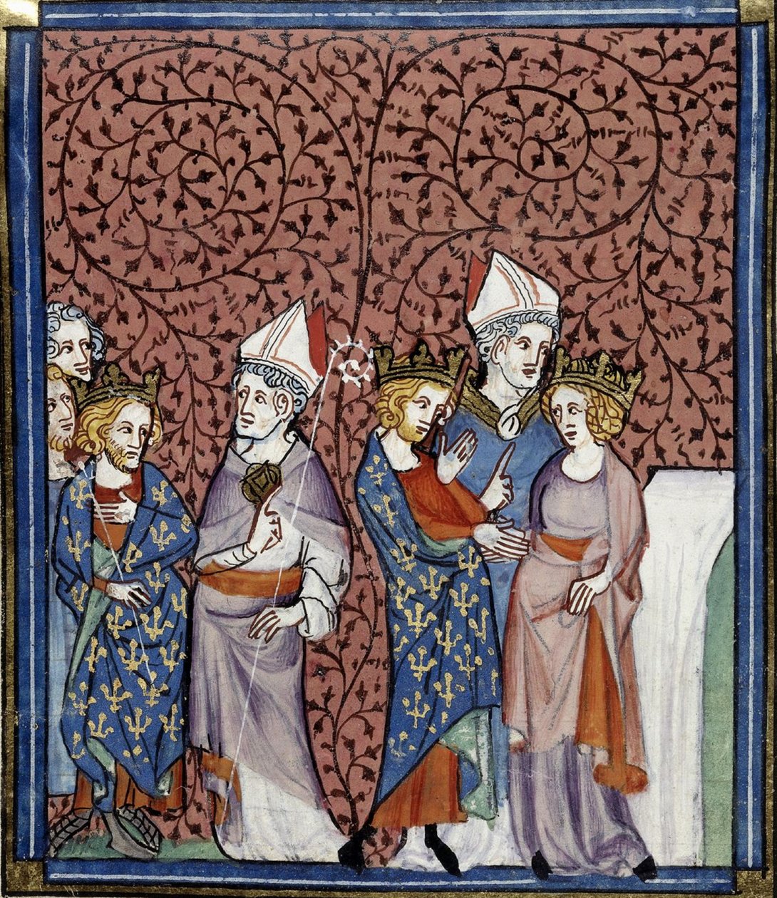 Enrico I che invia un vescovo e il suo matrimonio con Anna, Grandes chroniques de France, Royal 16 G.VI, f.269v, 1332-1350 circa (22727649151) da Georgia Levan Ramishvili from Tbilisi