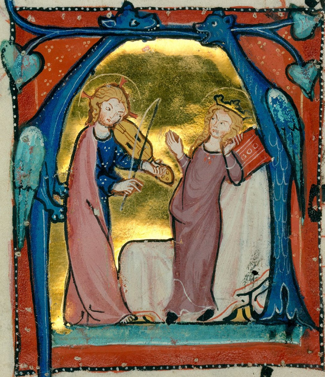 Gesù che suona la musica - Antifonario cistercense (Delights Antiphonar), breisgau c. 1300 (Karlsruhe, Biblioteca di Stato di Baden, COD. St. Georgen 5, fol. 16 v) (46824974821) da Georgia Levan Ramishvili from Tbilisi