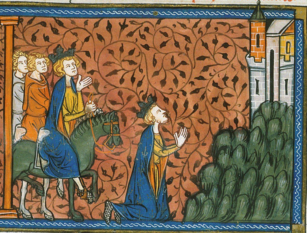 Luigi IX in pellegrinaggio a Nazareth, da Chroniques de France ou de St Denis, XIV secolo (22528526100) da Georgia Levan Ramishvili from Tbilisi