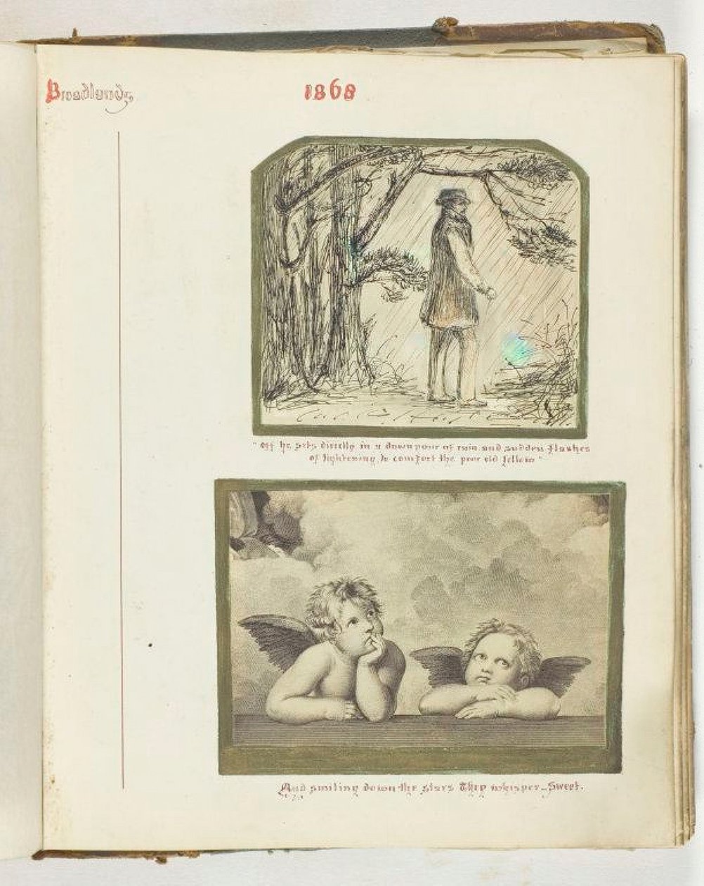 Senza Titolo [uomo sotto la pioggia e due cherubini] da Georgina Cowper