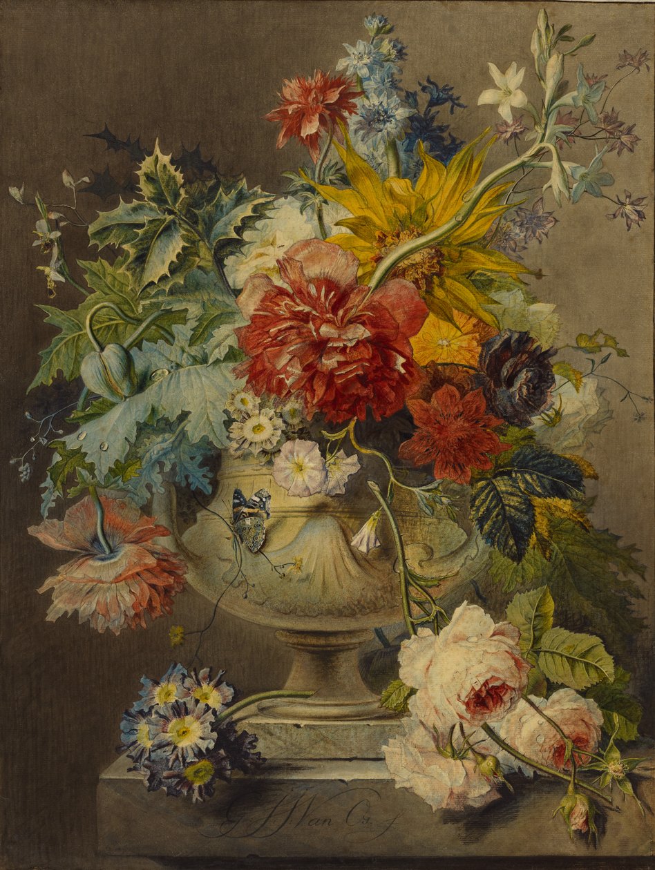 Bouquet di fiori in un vaso da Georgius Jacobus Johannes van Os
