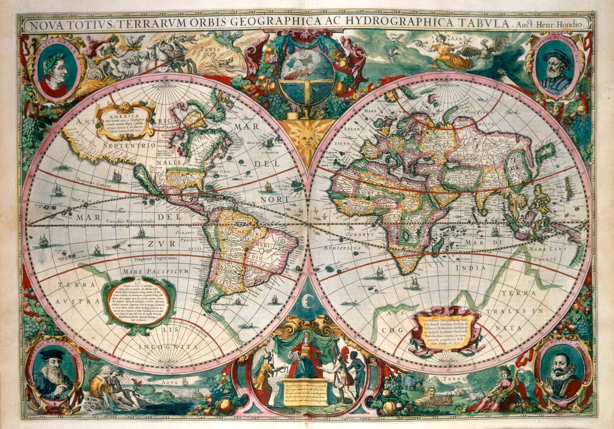 Mappa del mondo, Amsterdam 1633 da Gerard (after) Mercator