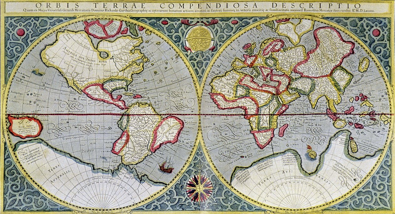 Mappa del mondo di Mercatore (1587) - in "L