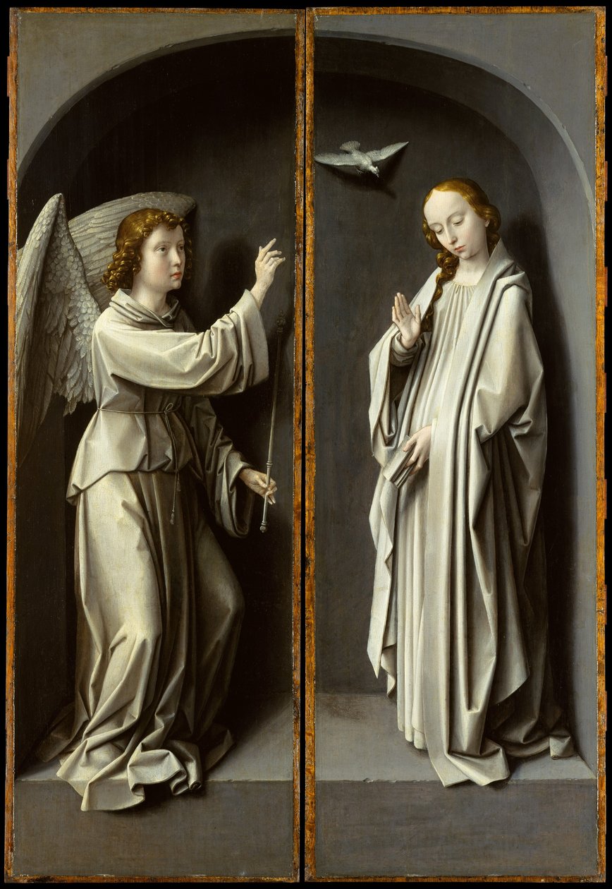 Arcangelo Gabriele; La Vergine Annunciata, c.1510 (olio su pannello di quercia) da Gerard David