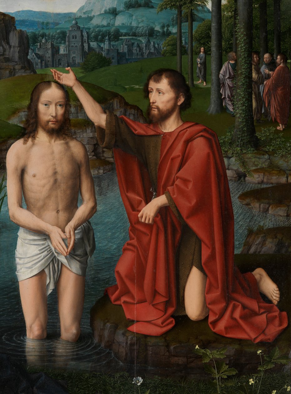 (dettaglio) del pannello centrale del Battesimo di Cristo, c.1502-08 da Gerard David