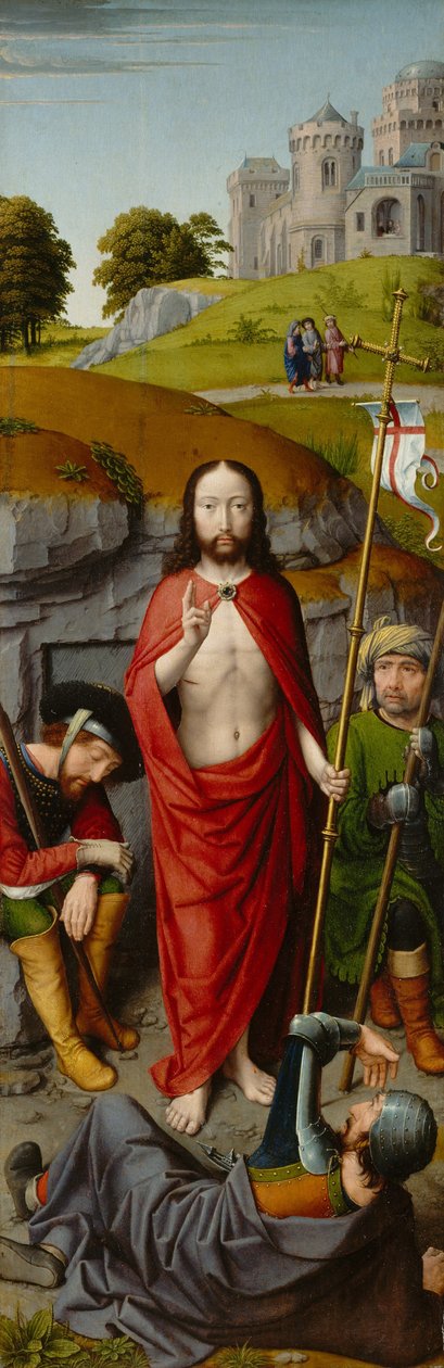 La Resurrezione, con i Pellegrini di Emmaus da Gerard David