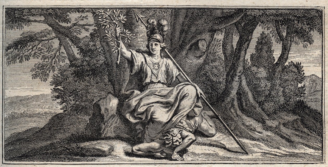Minerva che abbatte la discordia - incisione di Gerard Edelinck dopo Daniel Halle da Gérard Edelinck