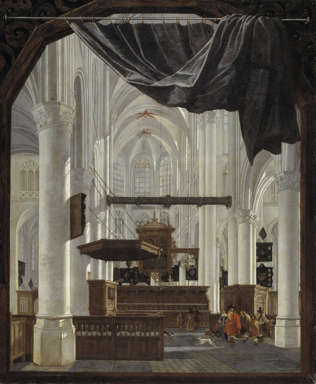 Interno della Sint Gertrudiskerk a Bergen op Zoom da Gerard Houckgeest