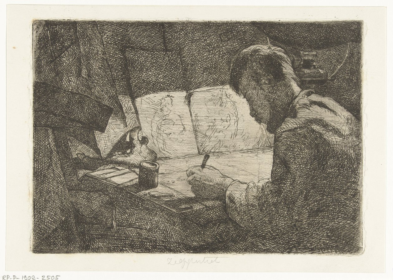 Autoritratto al tavolo da disegno da Gerard Jan Bos