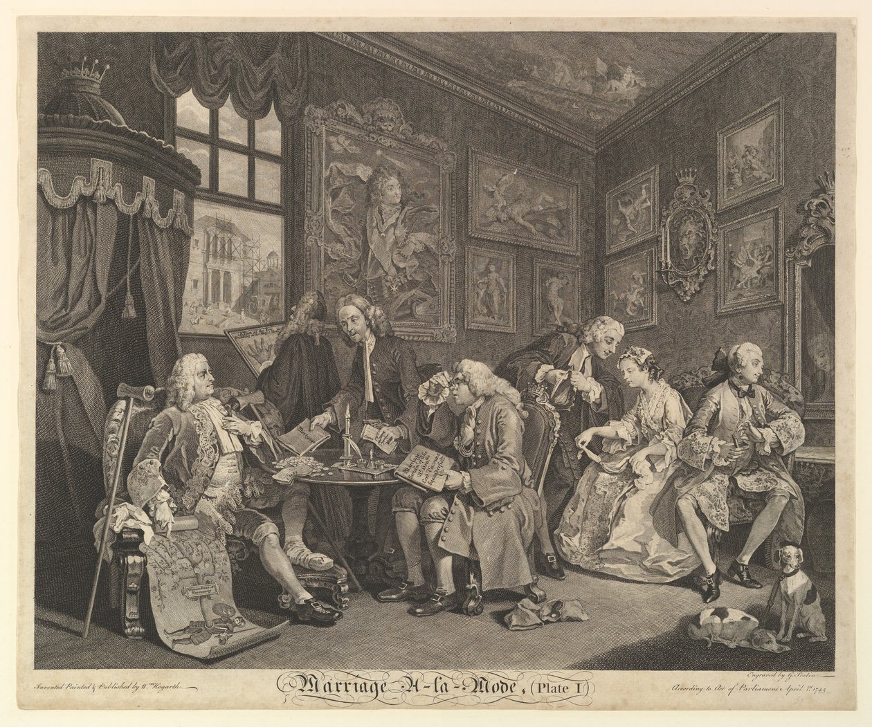 Matrimonio alla moda, Tavola I da Gerard Jean Baptiste Scotin