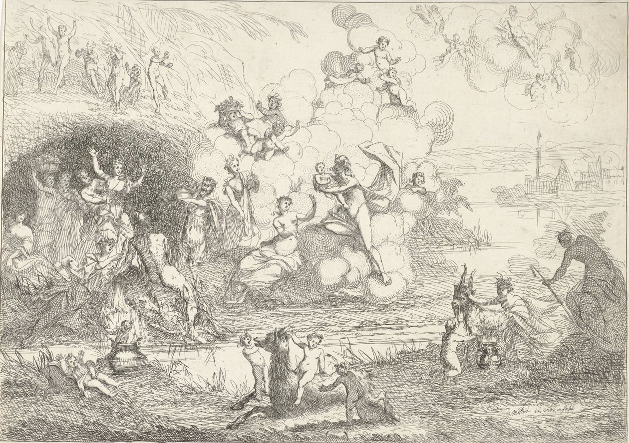 Mercurio consegna Bacco alle ninfe (La vita dei Baccanti) da Gerard Melder