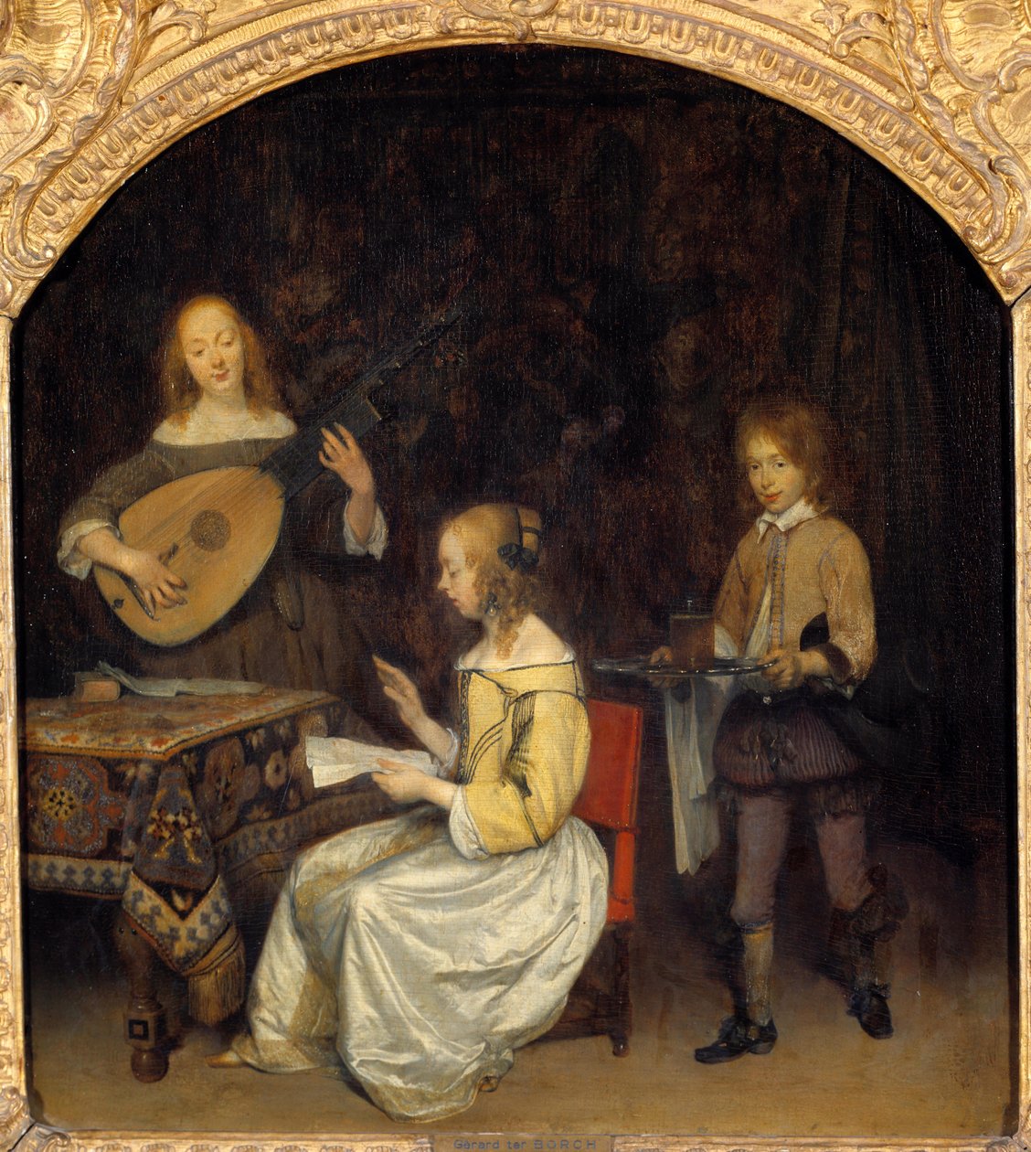 Il concerto: cantante e suonatore di liuto teorbe da Gerard ter Borch