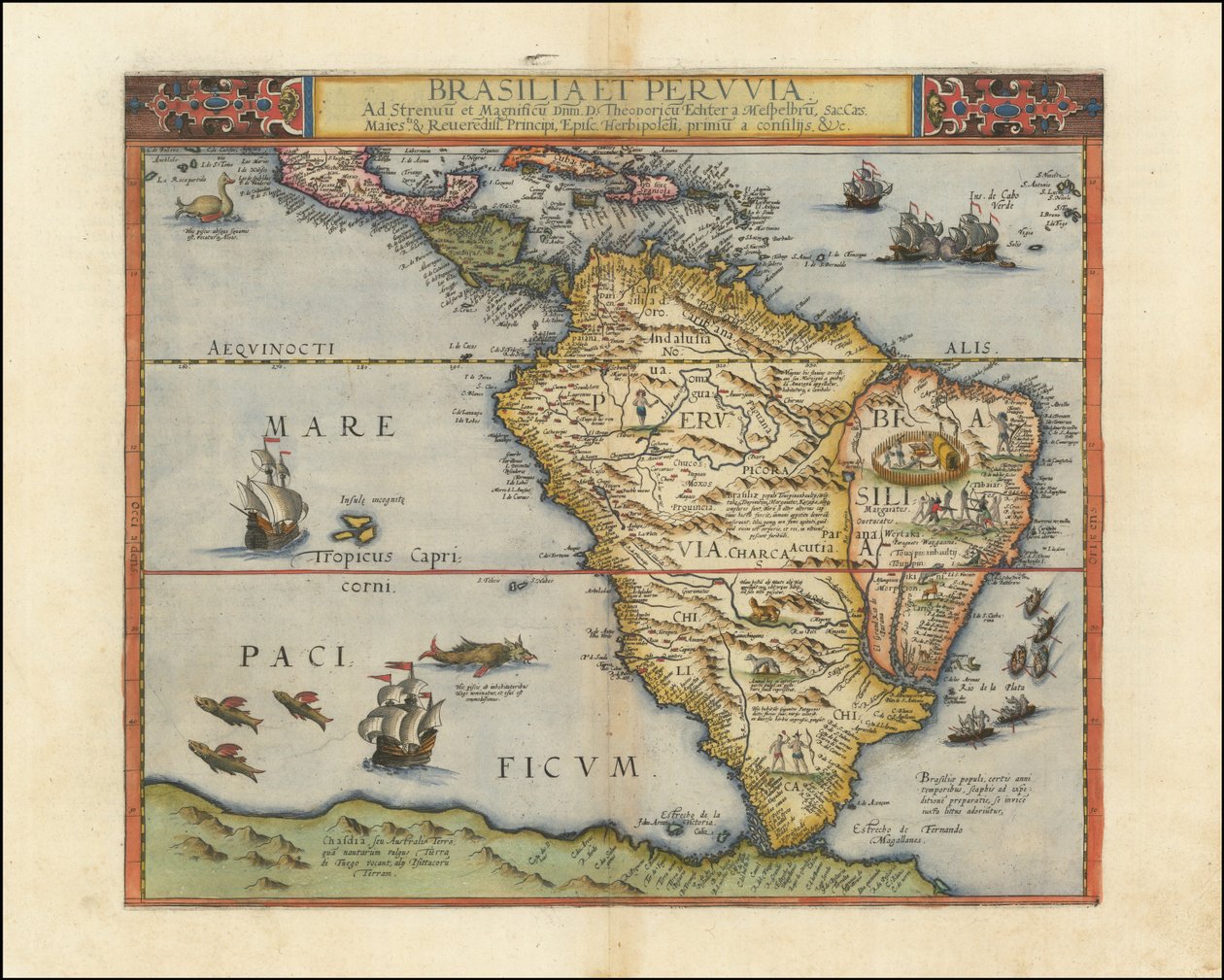 Mappa del Sud America, 1593 da Gerard de Jode