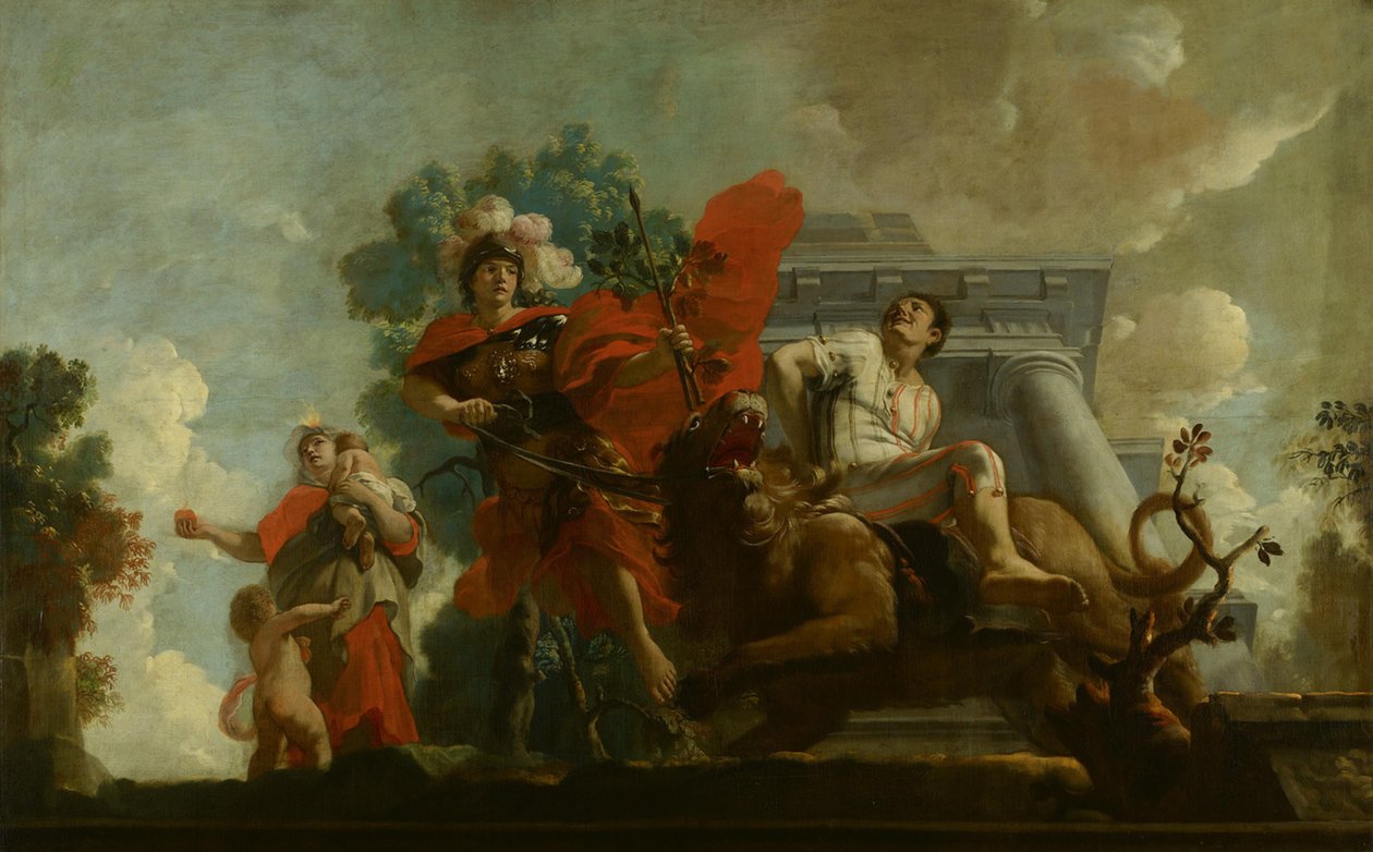 La Fortitudine frena la follia: rappresentazione allegorica della cura dei lebbrosi e degli stolti da Gerard de Lairesse