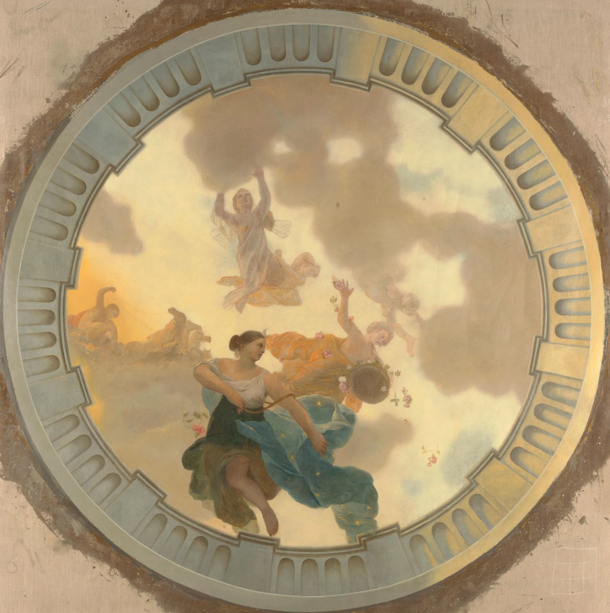 Parte (centrale) di un affresco sul soffitto con come soggetto principale Diana e le sue compagne da Gerard de Lairesse