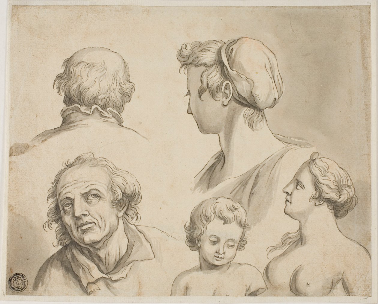 Schizzi di cinque busti da Gerard de Lairesse