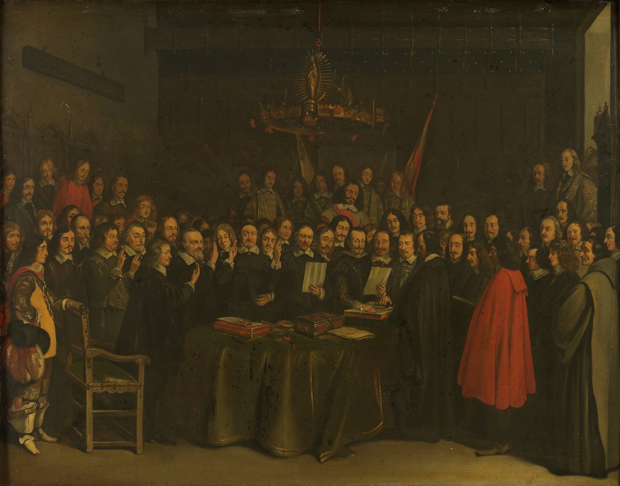 Ratifica della Pace di Münster tra Spagna e Repubblica Olandese nel Municipio di Münster, 15 maggio 1648 da Gerard ter Borch (II) (copy after)