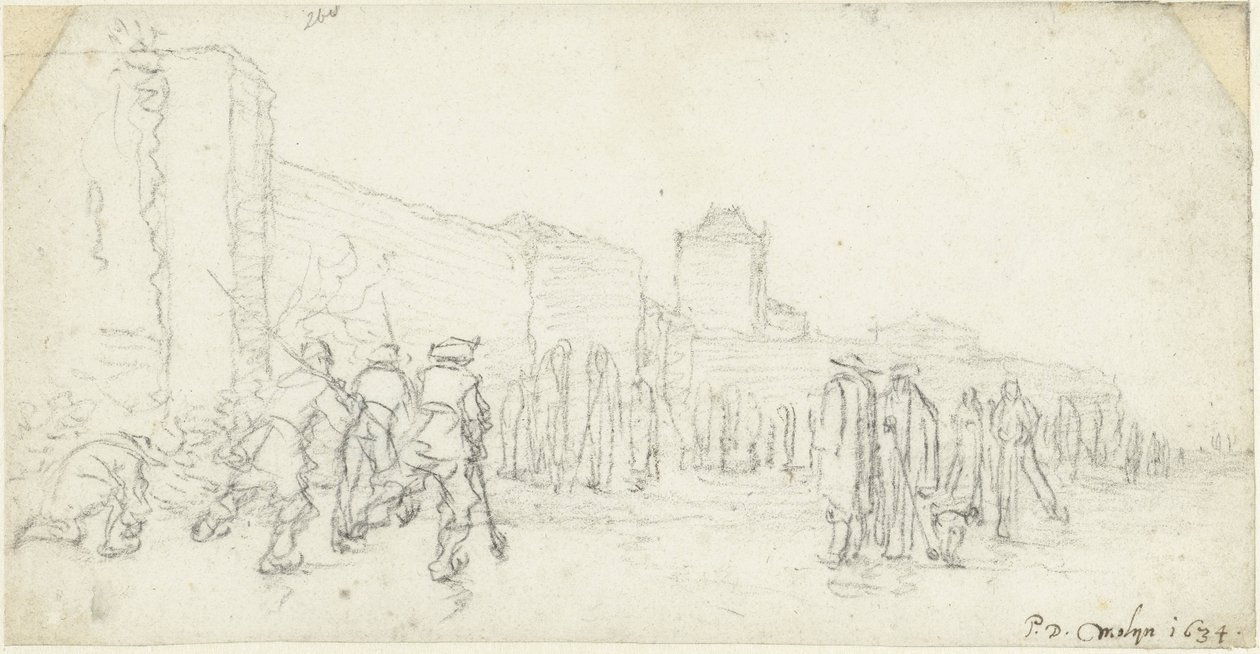 Divertimenti sul ghiaccio presso la Zijlpoort a Haarlem da Gerard ter Borch (II)