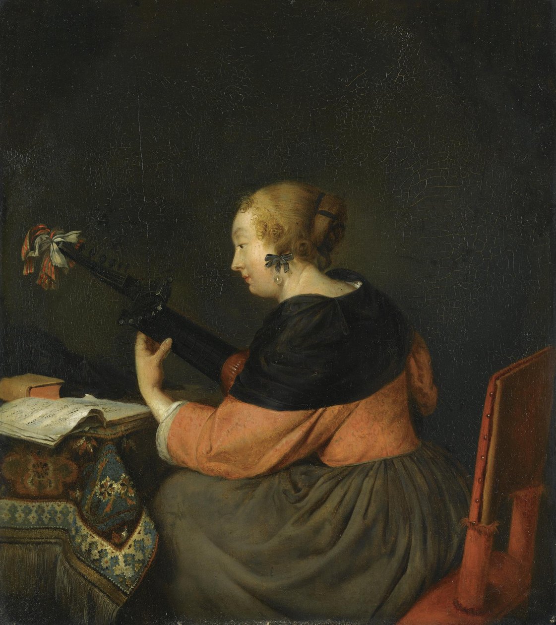 Una signora seduta che suona il liuto da Gerard ter Borch