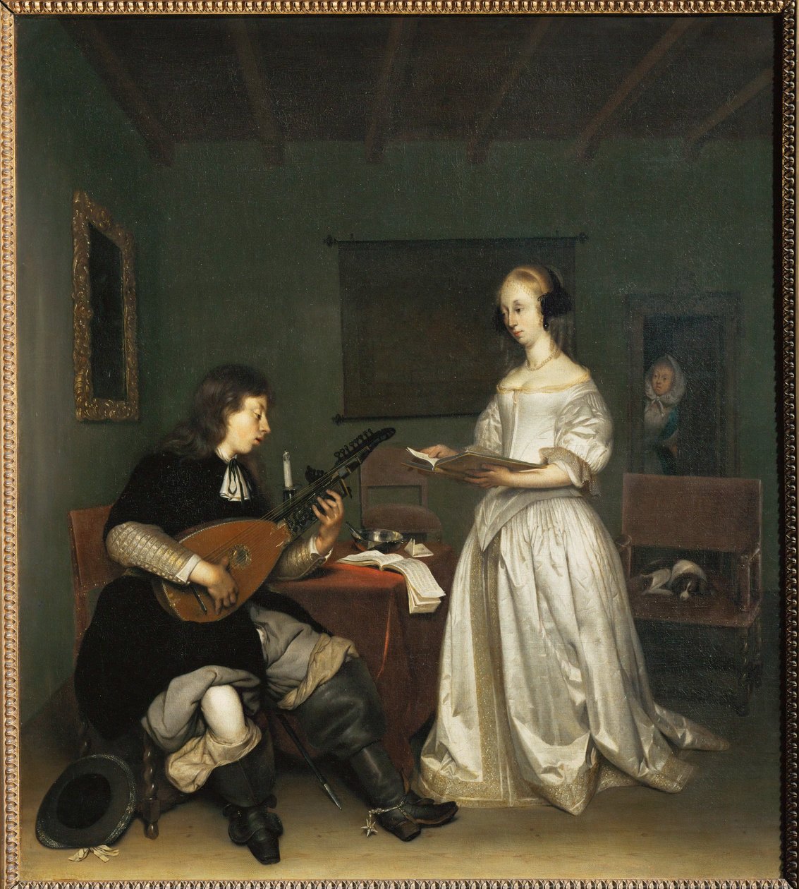 Il duo: cantante e suonatore di tiorba ... da Gerard ter Borch or Terborch