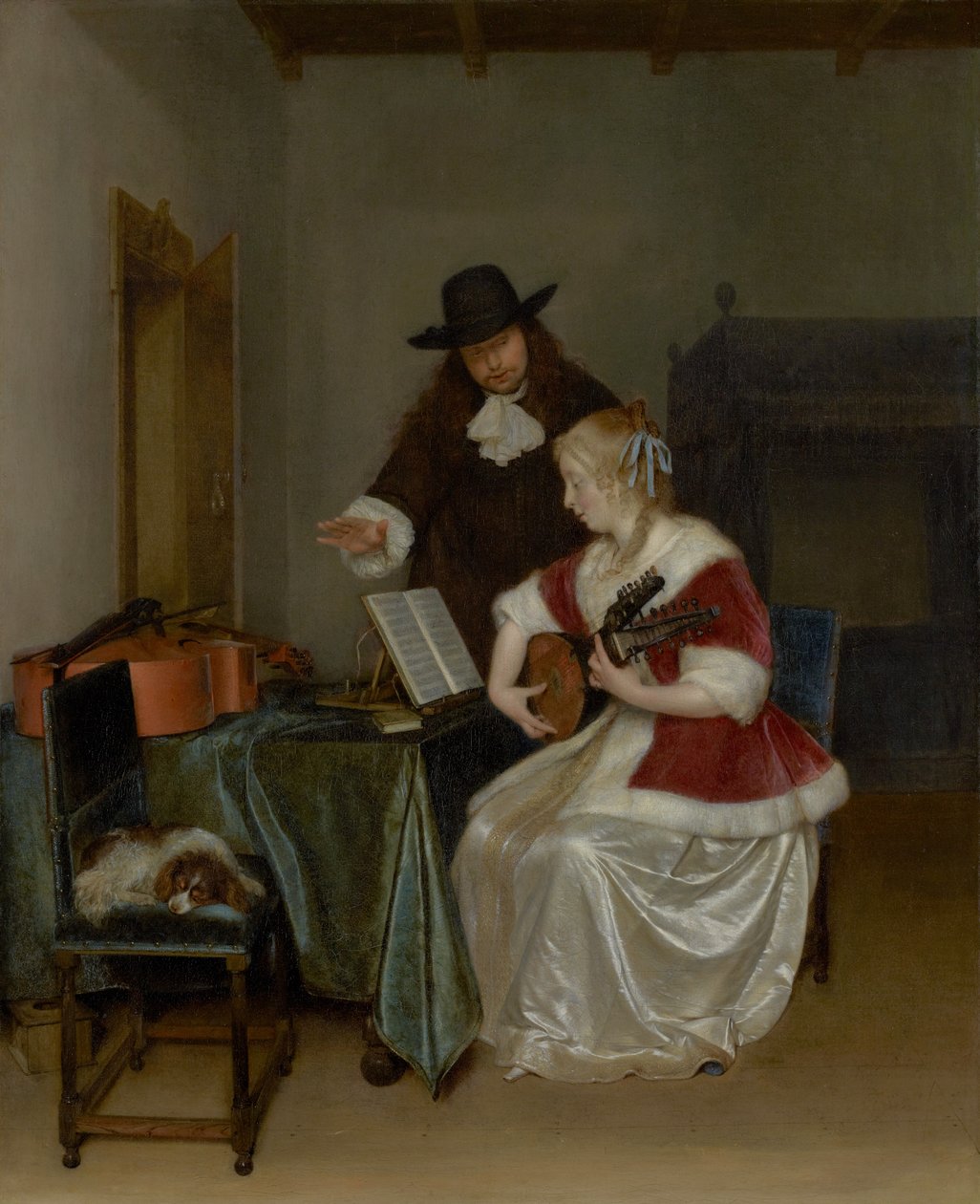 La lezione di musica, 1668 circa (olio su tela) da Gerard ter Borch or Terborch