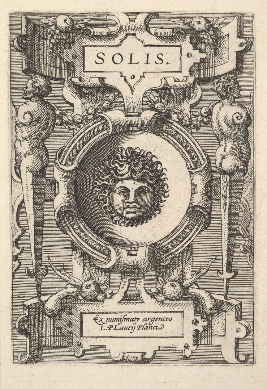 Busto di Sol circondato da ornamenti, dalla serie 