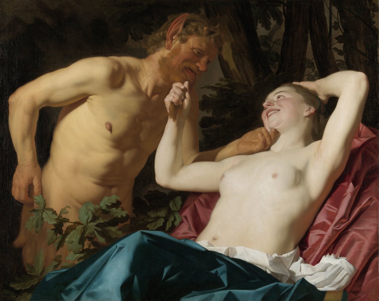Satiro e ninfa da Gerard van Honthorst (signed by artist)