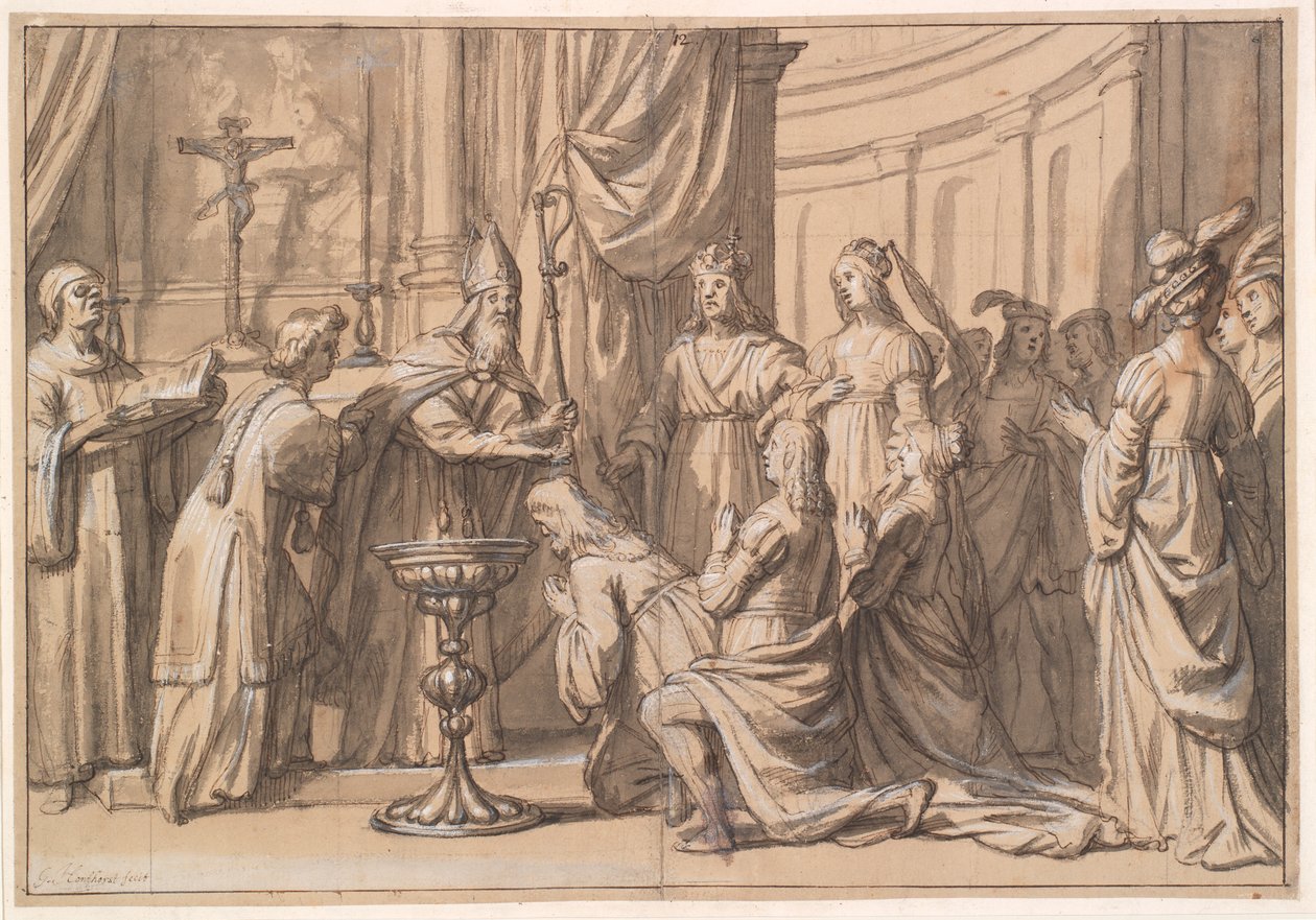 Harold Klak e la sua famiglia vengono battezzati a Magonza da Gerard van Honthorst
